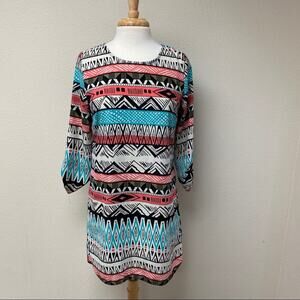 Candy Rose Tribal Print 3/4 Sleeve Tunic M